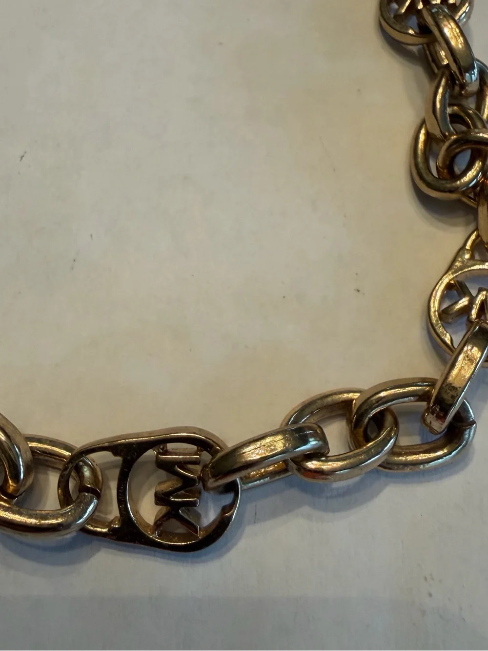 Michael Kors Gold Tone MK Link Necklace